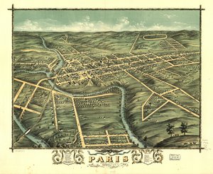 Paris városának madártávlati képe, Bourbon megye, Kentucky 1870. LOC 73693417