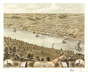 Washington városának madártávlati képe, Franklin megye, Missouri 1869. LOC 73693493