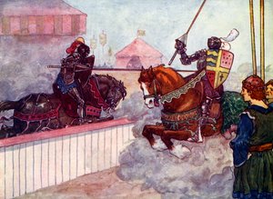 A gróf újra és újra Edwardra lovagolt, amíg a lándzsája ki nem repült a kezében, 1270, 1905.