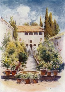 Generalife, Acequia Court (színes litó) alkotó: A. Trevor Haddon