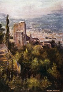 Az Alhambra, a Vermillion tornyok a sáncokból (színes litó)