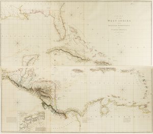 A Nyugat-Indiák és a spanyol uradalmak diagramja Észak-Amerikában