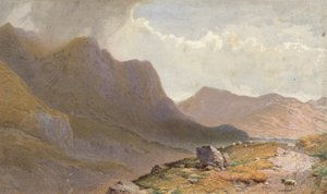 Jelenet Capel Currg és Llyn Ogwen között, a Nant Frangon-főnél, Észak-Wales (kromolito)