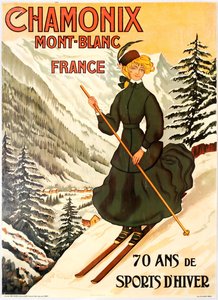 Chamonix Mont Blanc 70 éves téli sport. alkotó: Abel Faivre
