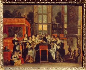 Hölgyek beszélgetése férjük távollétében: Abraham Bosse vacsorafestménye (1602-1676) 17. századi Egouen. Nemzeti Reneszánsz Múzeum