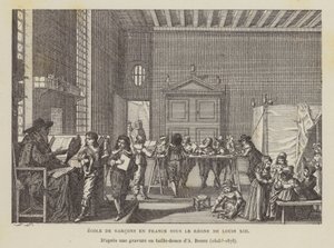 Francia fiúiskola XIII. Lajos uralkodása alatt (litho) alkotó: Abraham (after) Bosse