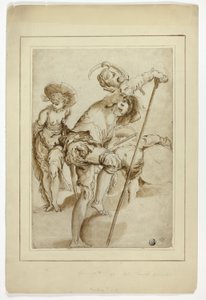 Egy álló katona, egy álló nő és egy görnyedt dobos. alkotó: Abraham Bloemaert
