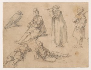 Egy ülő és két álló fiú alkotó: Abraham Bloemaert