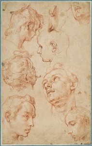 Fiatal férfiak fejének nyolc tanulmánya alkotó: Abraham Bloemaert