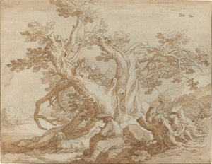Táj ülő alakkal és kutyával alkotó: Abraham Bloemaert
