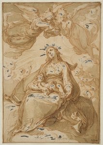Madonna gyermekével, angyalok koronájával alkotó: Abraham Bloemaert