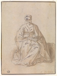 Maria, ül egy könyvvel alkotó: Abraham Bloemaert