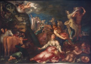 Mózes vizet ver ki a sziklából alkotó: Abraham Bloemaert
