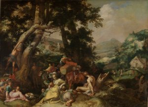 Keresztelő János prédikál alkotó: Abraham Bloemaert