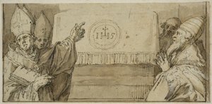A négy latin egyházatya egy oltár előtt alkotó: Abraham Bloemaert