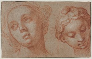 Két női fej, 17. század első fele. alkotó: Abraham Bloemaert