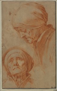 Egy idős nő fejének két tanulmánya alkotó: Abraham Bloemaert