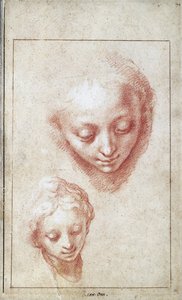 Két tanulmány a Szűz fejéről alkotó: Abraham Bloemaert