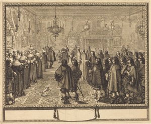 IV. Vladislas lengyel király és Louise-Marie Gonzaga, Mantova hercegnője közötti házassági szerződés aláírásának ünnepsége Fontainebleau-ban