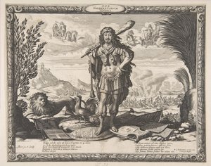 XIII. Lajos hadüzenete Spanyolországnak: A király mint Herkules, kb. 1635. alkotó: Abraham Bosse