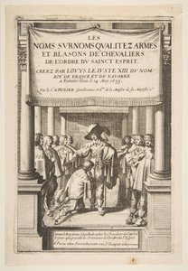 Frontispiece to Pierre dHoziers A lovagok nevei, becenevei, minősége, karjai és címerei..., 1634. alkotó: Abraham Bosse