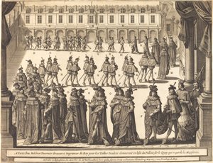 A király és a Szentlélek lovagjai menete a fontainebleau-i udvarban alkotó: Abraham Bosse
