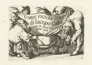 Címlap a „Különféle törpök”/„Varie figure gobbi di Jacopo Callot” című nyomtatott sorozathoz Varie figura gobbi di Jacopo Callot (sorozat címe a tárgyon) Különféle groteszk figurák (sorozat címe) Törpök és púposok (sorozat címe) alkotó: Abraham Bosse
