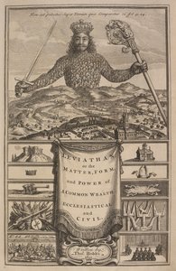 Thomas Hobbes "Leviathan, avagy a közös gazdagság anyaga, formája és hatalma, egyházi és civilek" címlapja