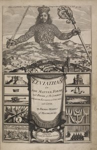Thomas Hobbes "Leviathan, avagy a közös gazdagság anyaga, formája és hatalma, egyházi és civilek" címlapja