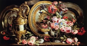 Csendélet ezüsttel és virágokkal, Abraham Brueghel (1631-1697), olaj, tábla