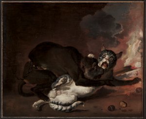 A majom és a macska, valószínűleg 1670-es évek (olaj, vászon)