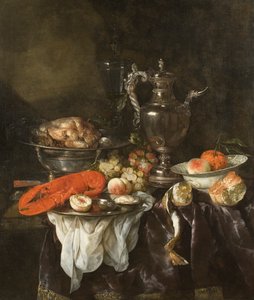 Csendélet homárral, gyümölccsel, ezüsttel és kínai edényekkel, 1660 körül (olaj, vászon)
