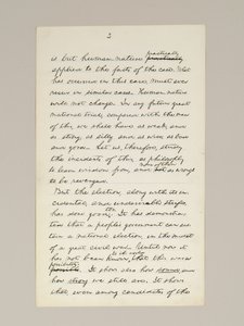 Lincoln elnökválasztási győzelmi beszédének autográf kézirata, amelyet Washington D.C.-ben mondott el a Fehér Ház ablakából november 10-én este