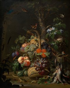 Csendélet gyümölccsel, hallal és fészekkel, c. 1675.