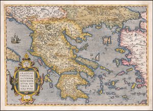 Görögország és az Égei-tenger 1584-es térképe, készítette Abraham Ortelius alkotó: Abraham Ortelius