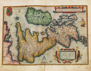 Angliae, Scotiae, et Hiberniae, sive Britannicar: Insularum descriptio (Anglia, Skócia és Írország, más néven Brit-szigetek) alkotó: Abraham Ortelius