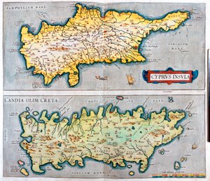 Ciprus, Kréta, Ciprus, Görögország alkotó: Abraham Ortelius