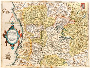 Ducatus Mediolanensis, A világ határai és régiói Milánó hercegének földrajzi térképe Abraham Ortelius (Oertel, Ortell vagy Ortel) "Theatrum Orbis Terrarum"-ból alkotó: Abraham Ortelius