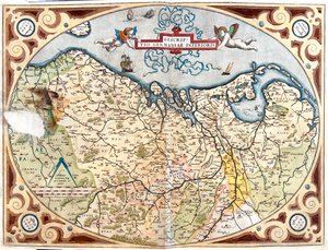 Franciaország (régió: Franciaország: Felső-Normandia, Picardia, North-pas de Calais, Ile-de-France, Champagne-Ardenne, Lotaringia), Belgium, Hollandia, Németország (tartomány: Alsó-Szászország, Észak-Rajna-Vesztfália, Rajna-vidék-Pfalz, Saar-vidék), Luxemb alkotó: Abraham Ortelius