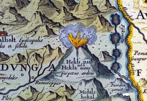 Hekla vulkán Izlandon. Abraham Ortelius atlasza, Amszterdam 1588 alkotó: Abraham Ortelius