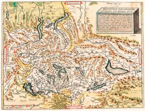 Helvetiae Leírás Aegidius Tschudo Auct. A svájci és francia Alpok földrajzi térképe, beleértve a "Theatrum Orbis Terrarum" tavait, Abraham Orteliustól (Oertel, Ortell vagy Ortel alkotó: Abraham Ortelius