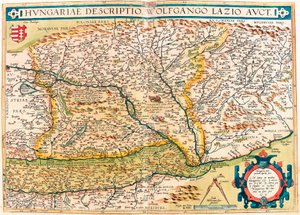 Magyar Leírás, Wolfgango Lazio Auct. Magyarország területének földrajzi térképe Abraham Ortelius (Oertel, Ortell vagy Ortel) "Theatrum Orbis Terrarum"-ból alkotó: Abraham Ortelius