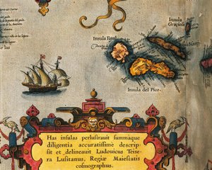 Az Azori-szigetek térképe a Világszínházból, Abraham Ortelius alkotó: Abraham Ortelius