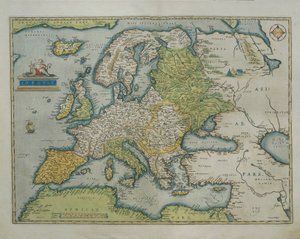 Európa térképe, a Theatre of the World, Abraham Ortelius alkotó: Abraham Ortelius