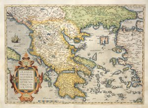 Görögország térképe, a Theatre of the World, Abraham Ortelius alkotó: Abraham Ortelius