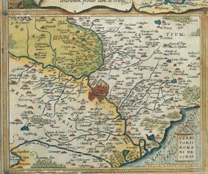 Lazio régió térképe, Abraham Ortelius Theatre of the World-ből alkotó: Abraham Ortelius