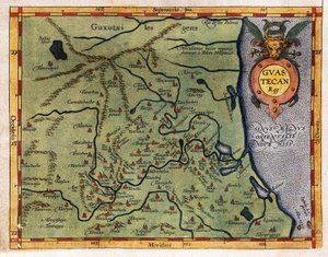 A Mexikói-öböl térképe (Guastecan), Hernando de Soto 1570-es expedíciójáról (metszet) alkotó: Abraham Ortelius