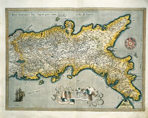 Az olaszországi Nápolyi Királyság térképe a Theatrum Orbis Terrarumból, Abraham Orteliustól alkotó: Abraham Ortelius