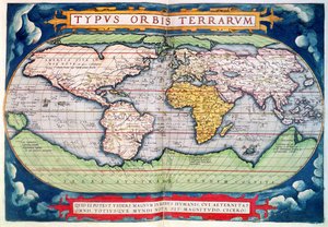A világtérkép: "Typus Orbis Terrarum", Ortelius "Americasive New World" című művéből