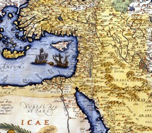 Palesztina és Egyiptom Ábrahám Ortelius atlasza után, Amszterdam alkotó: Abraham Ortelius